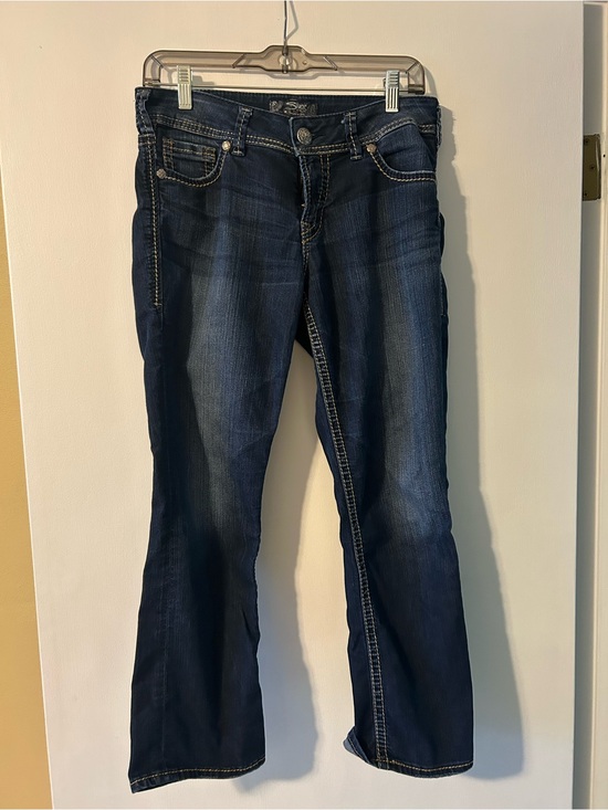 Silver Jeans Pants - Silver Jeans Dark Blue Bootcut Jeans with Contrast Stitching